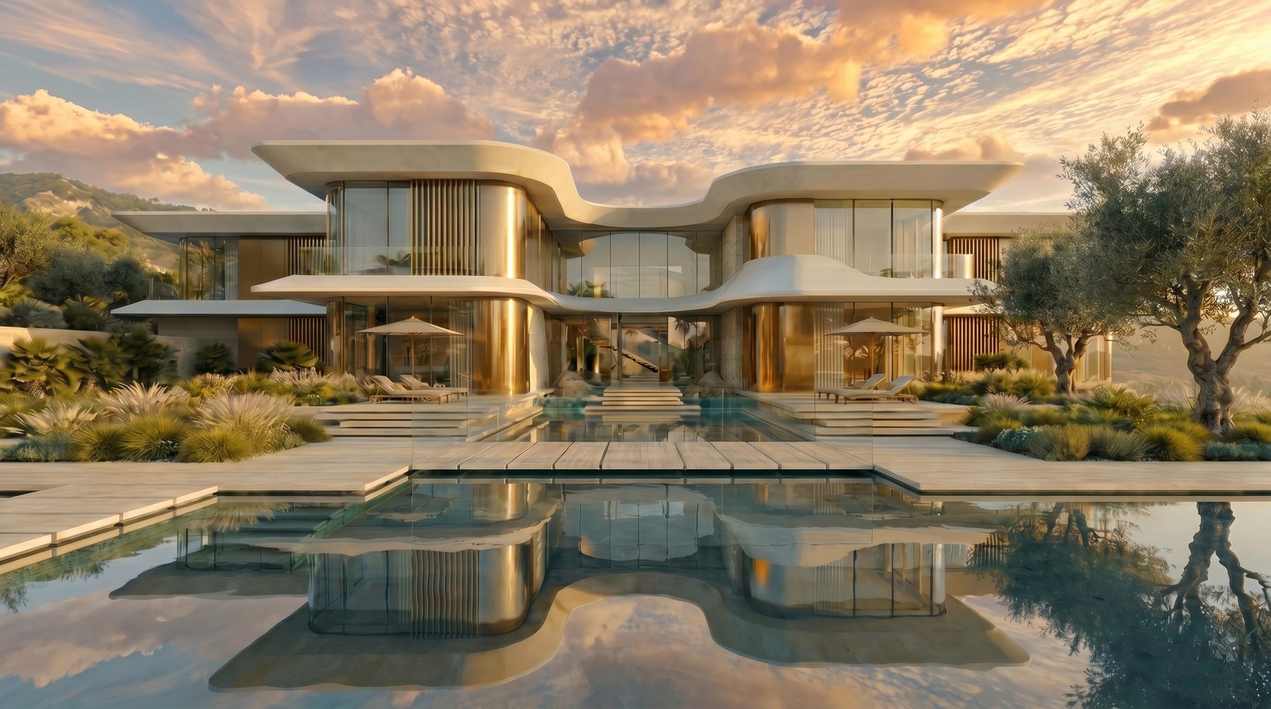 Villa Tosca, conceptual curved-form estate by Beverly Hills One
